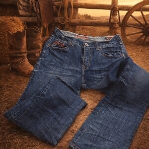 Cowgirl Tuff Blue Denim Jeans with Flag Waistband
